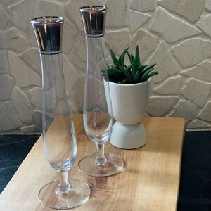 DOROTHY THORPE | Set of 2 | Gold Trim Bud Vases